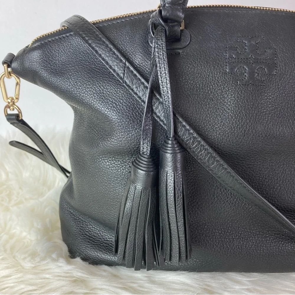 Tory Burch Thea Satchel Shoulder Strap Leather Bag Black